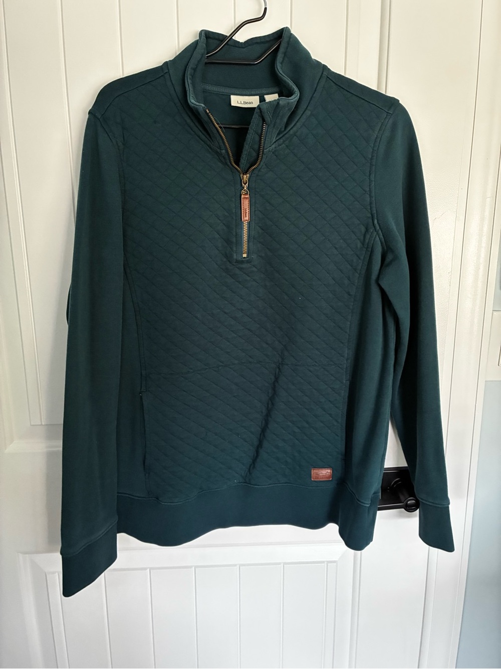 L.L. Bean Women’s Teal Quilted Quarter-Zip Sweatshirt
